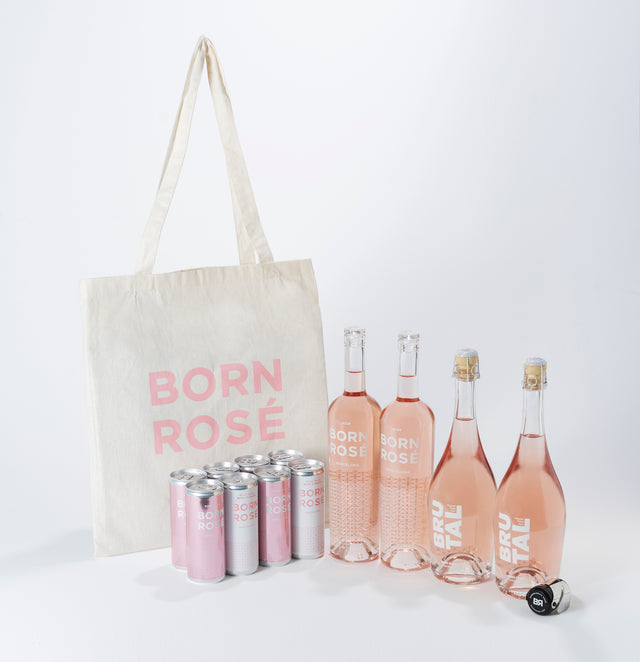 PACK ROSÉ LOVERS: Rosé, Brutal, canned Rosé & Bubbles, tote bag & bottle cap (Organic Rosé)